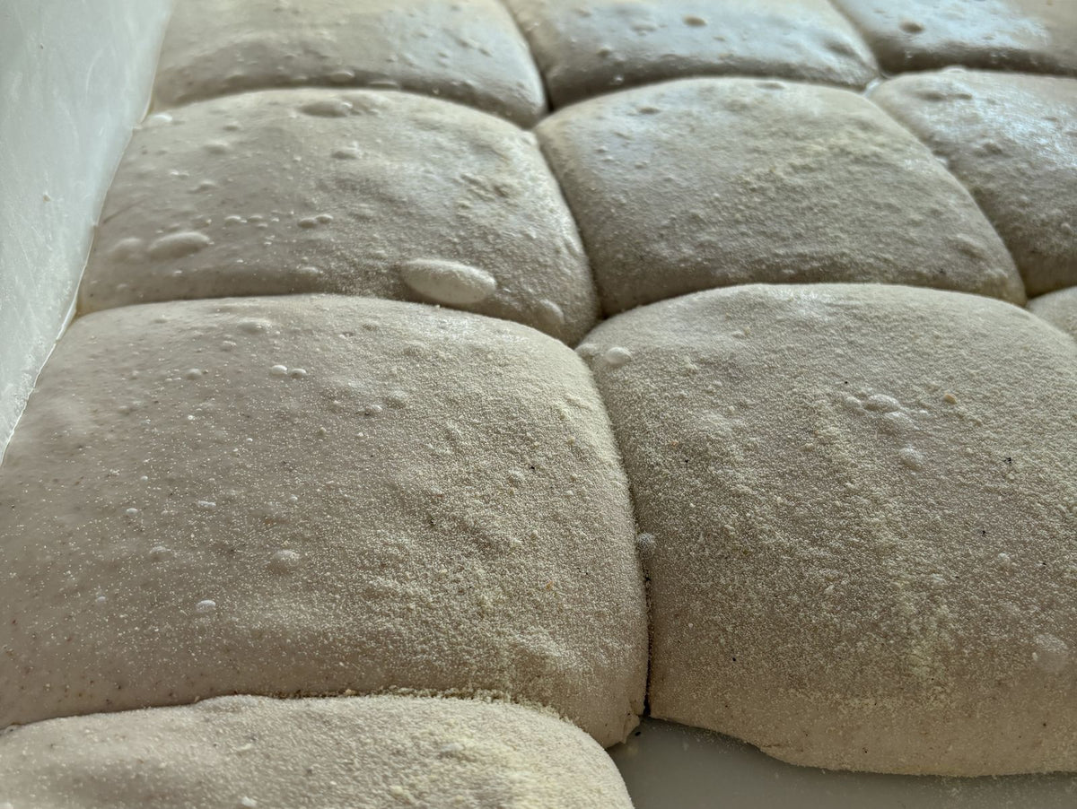 Pizza dough balls resting before baking